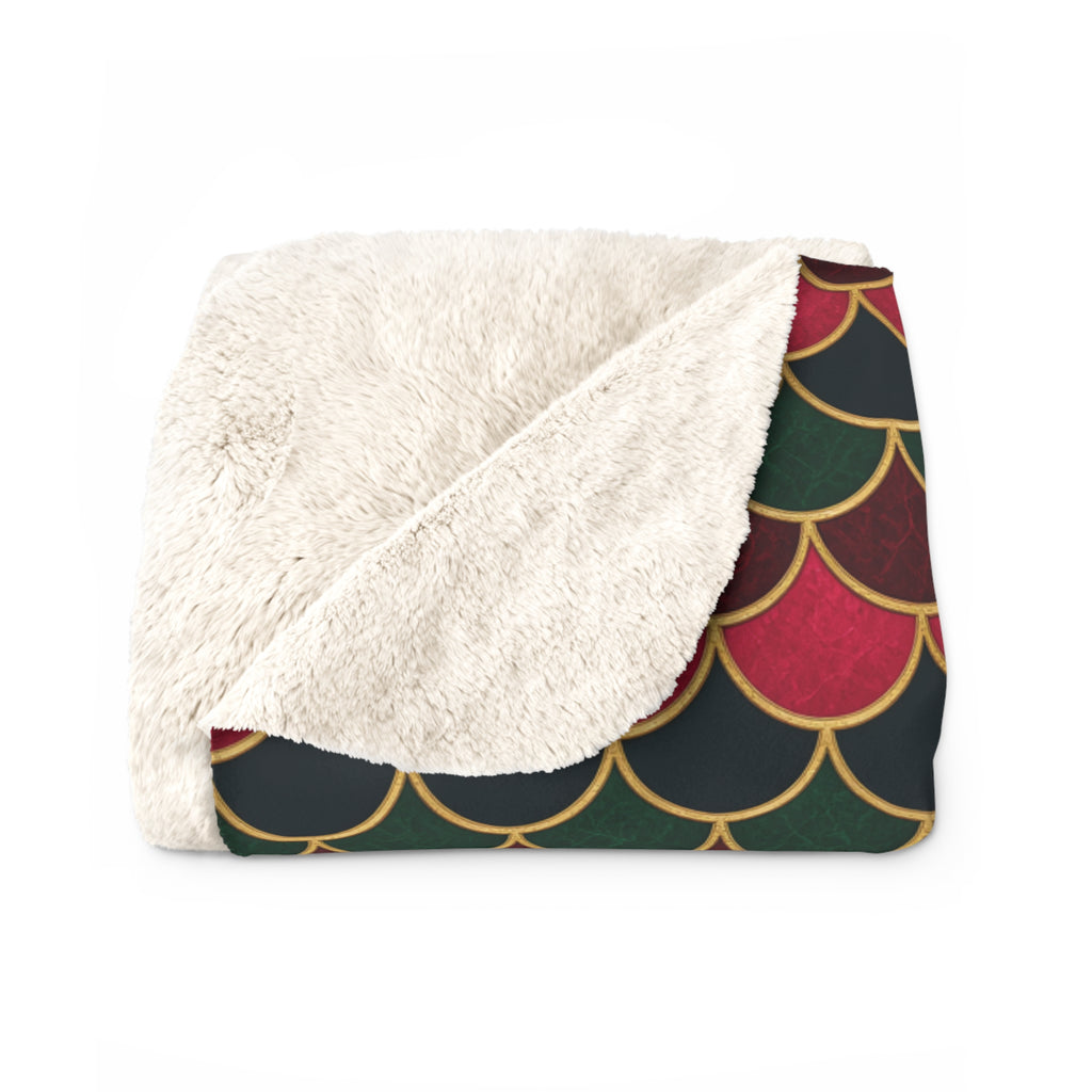 Jewel Scales Sherpa Fleece Blanket – Art Deco Pattern
