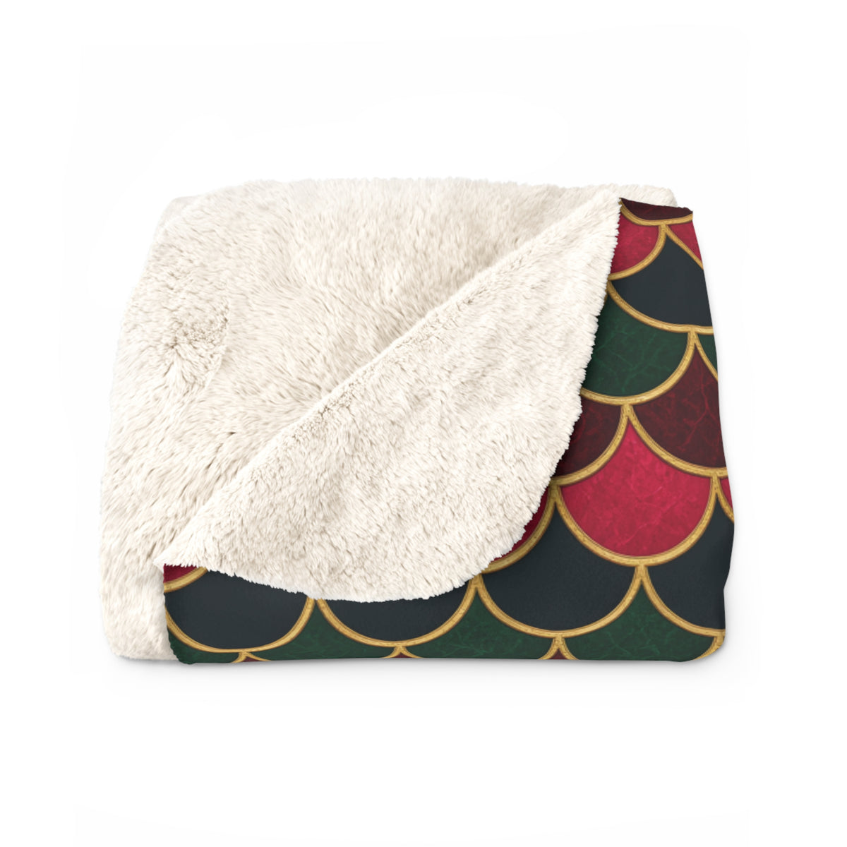 Jewel Scales Sherpa Fleece Blanket – Art Deco Pattern
