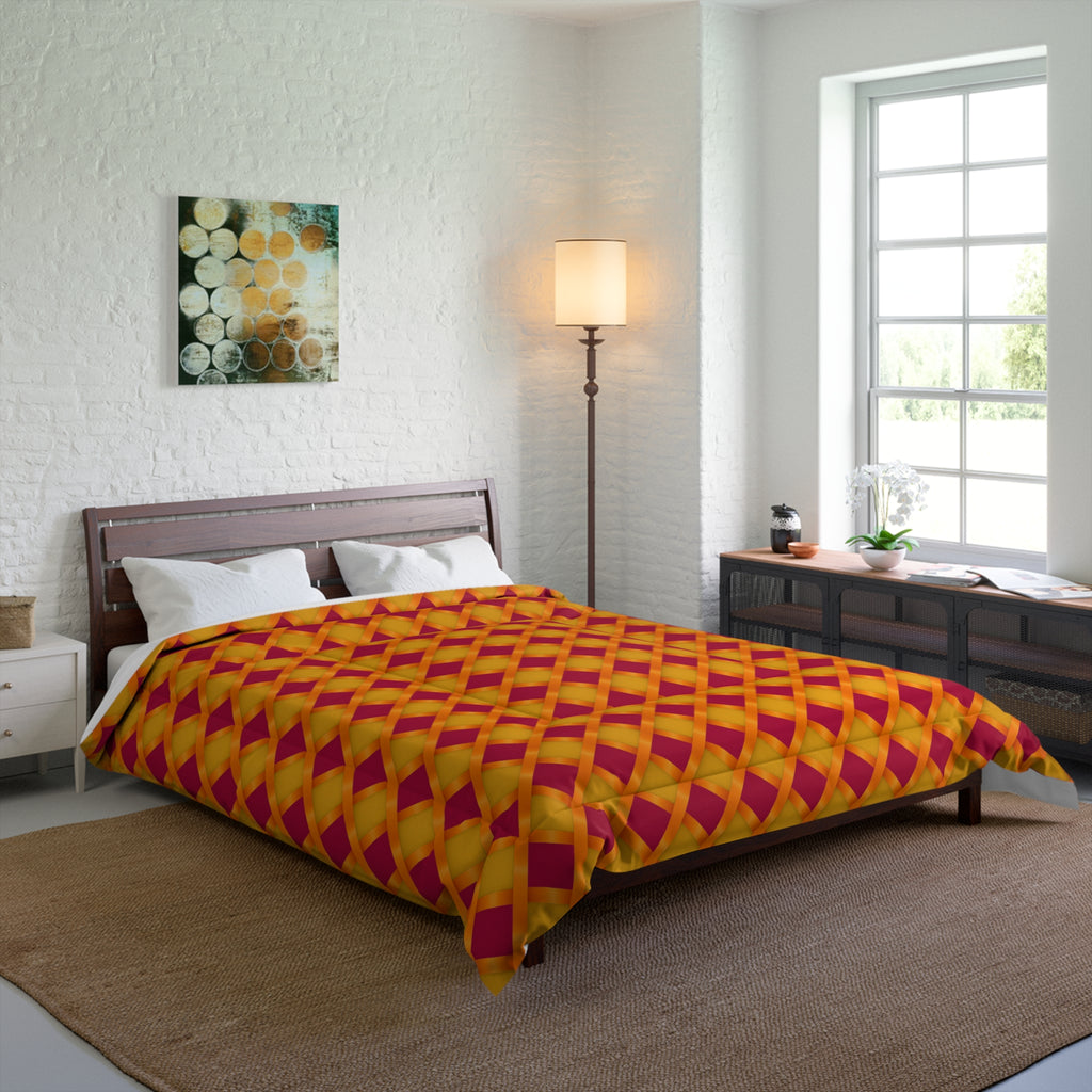 Broad Gold Diamond Trellis Comforter – Cranberry Spice