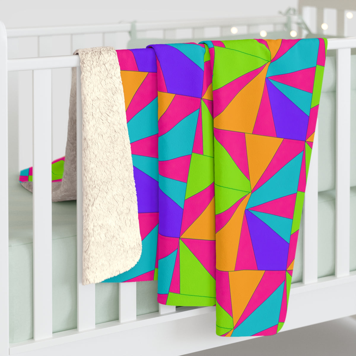 Cubist Sunburst Blocks Sherpa Fleece Blanket – Tropical Punch