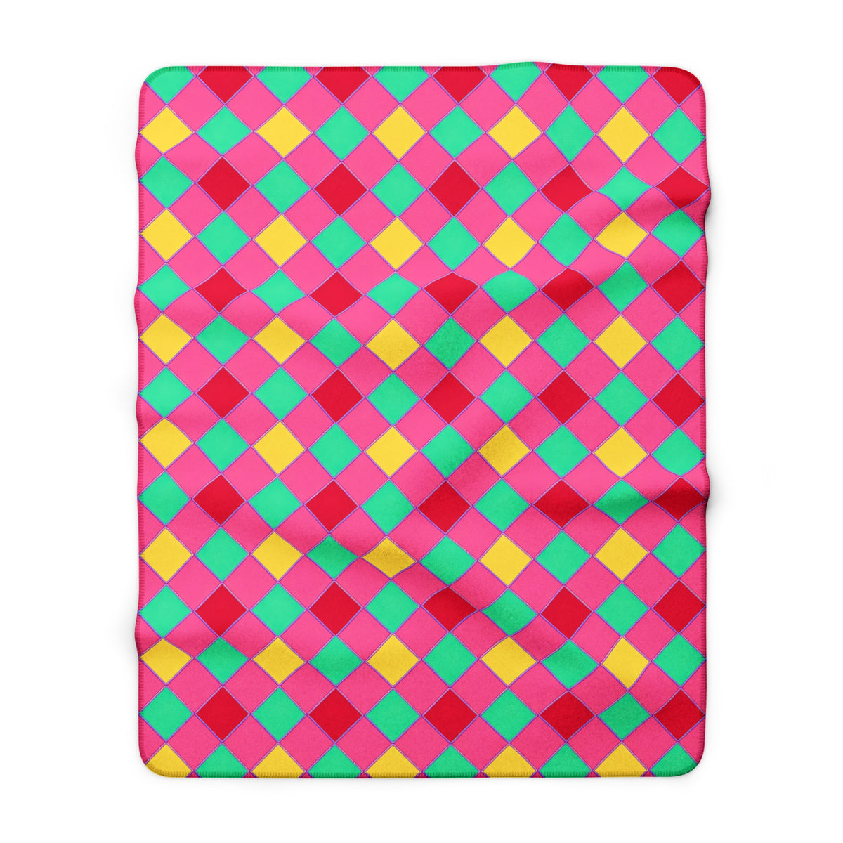 Jewel Harlequin Check Sherpa Fleece Blanket – Candy Christmas