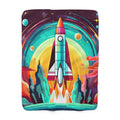 Retro Rocket Launch Sherpa Fleece Blanket – Retro Space Art
