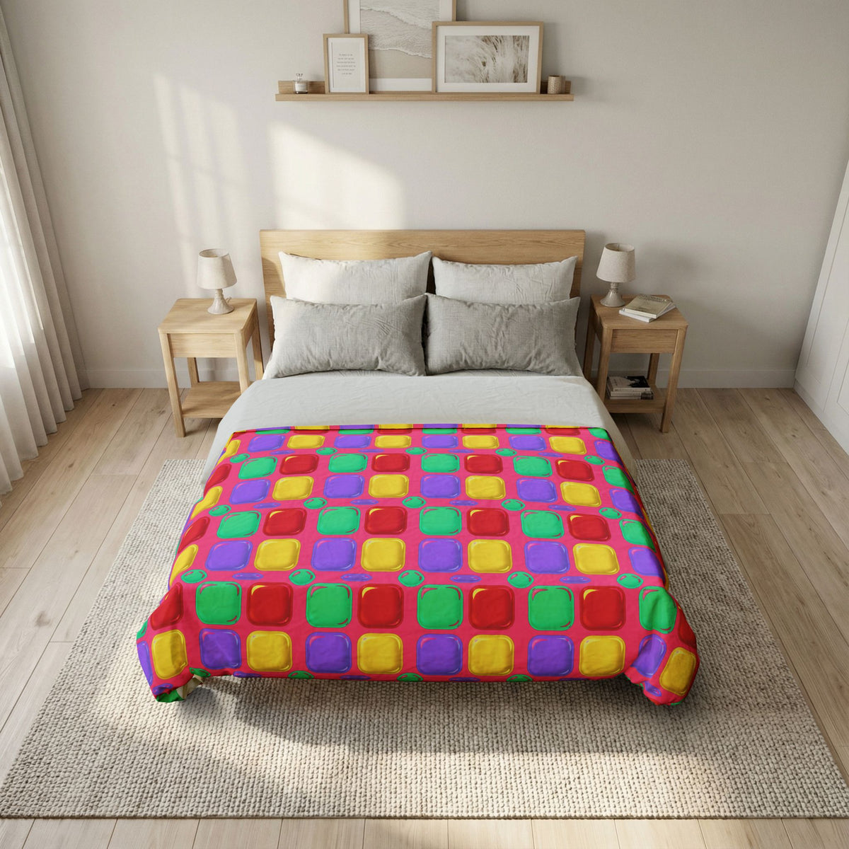 Giant Puffy Glass Cushions Cotton Duvet Cover – Candy Christmas