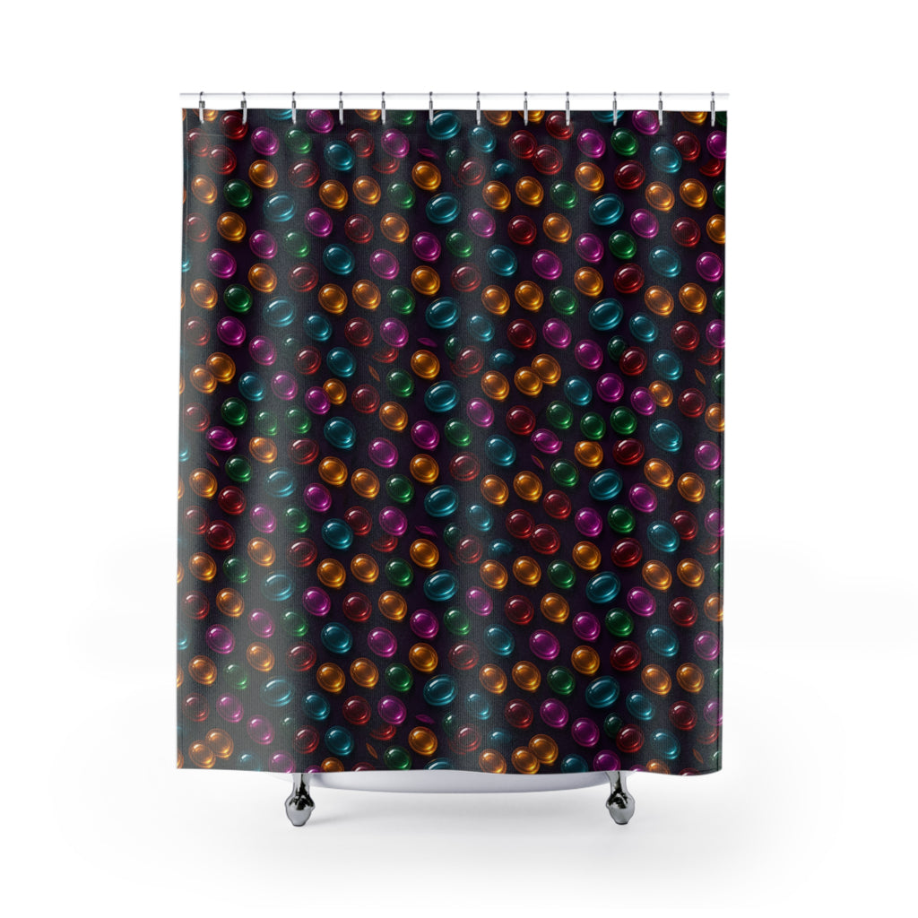 Glass Bead Rows Shower Curtain – Glossy 3D Abstract Pattern