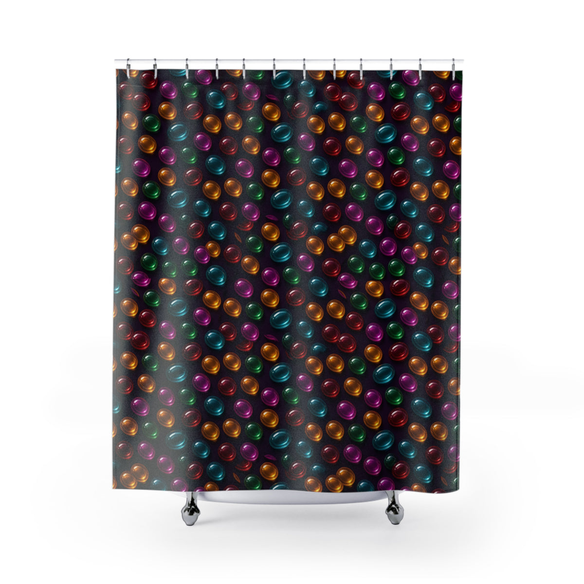 Glass Bead Rows Shower Curtain – Glossy 3D Abstract Pattern