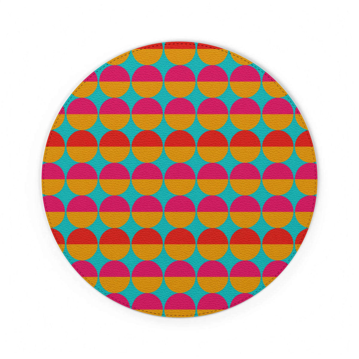 Half-Moon Stack Vegan Leather Mouse Mat – Geometric Blocks Pattern