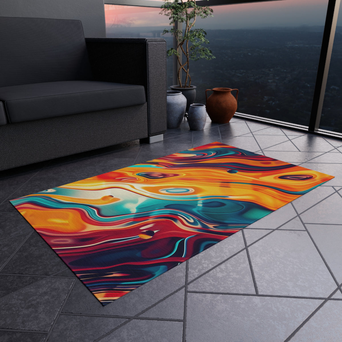 Psychedelic Lava Flow Outdoor Rug – Psychedelic Fluid Art