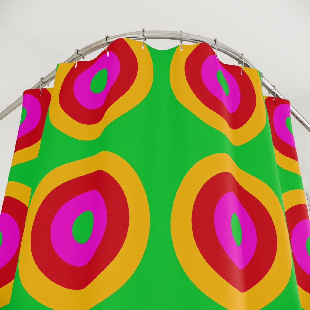 Giant Op-Art Jewel Rings Shower Curtain – Op-Art Concentric Circles Pattern