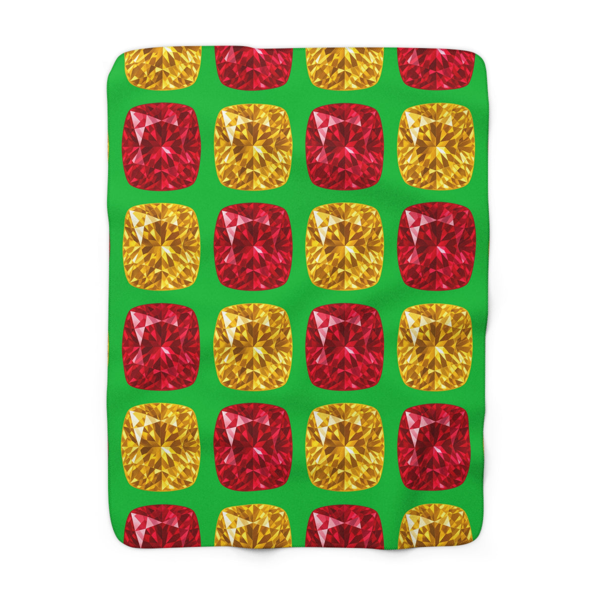 Giant Cut Gem Grid Sherpa Fleece Blanket – Faceted Gem Geometric Pattern