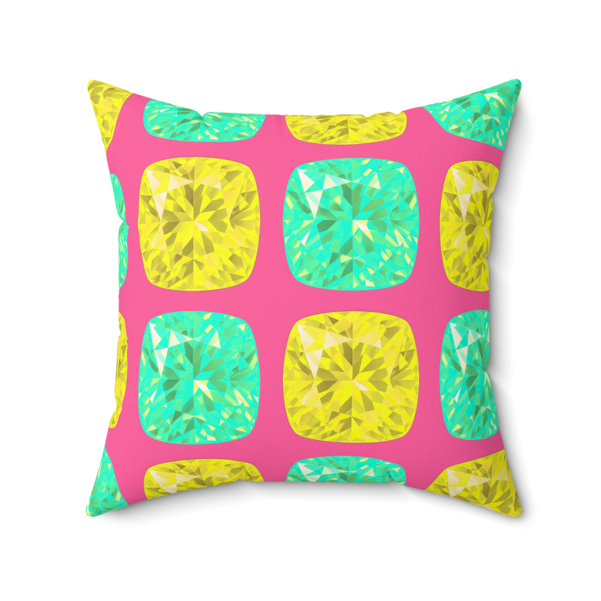 Giant Cut Gem Grid Faux Suede Cushion – Candy Christmas