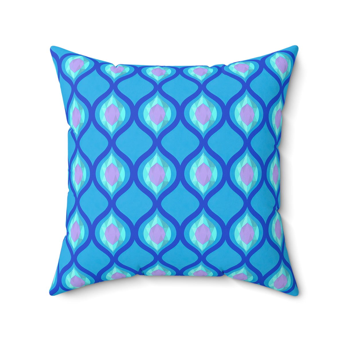 Grand Ogee Lattice II Faux Suede Cushion – Ice Jewel