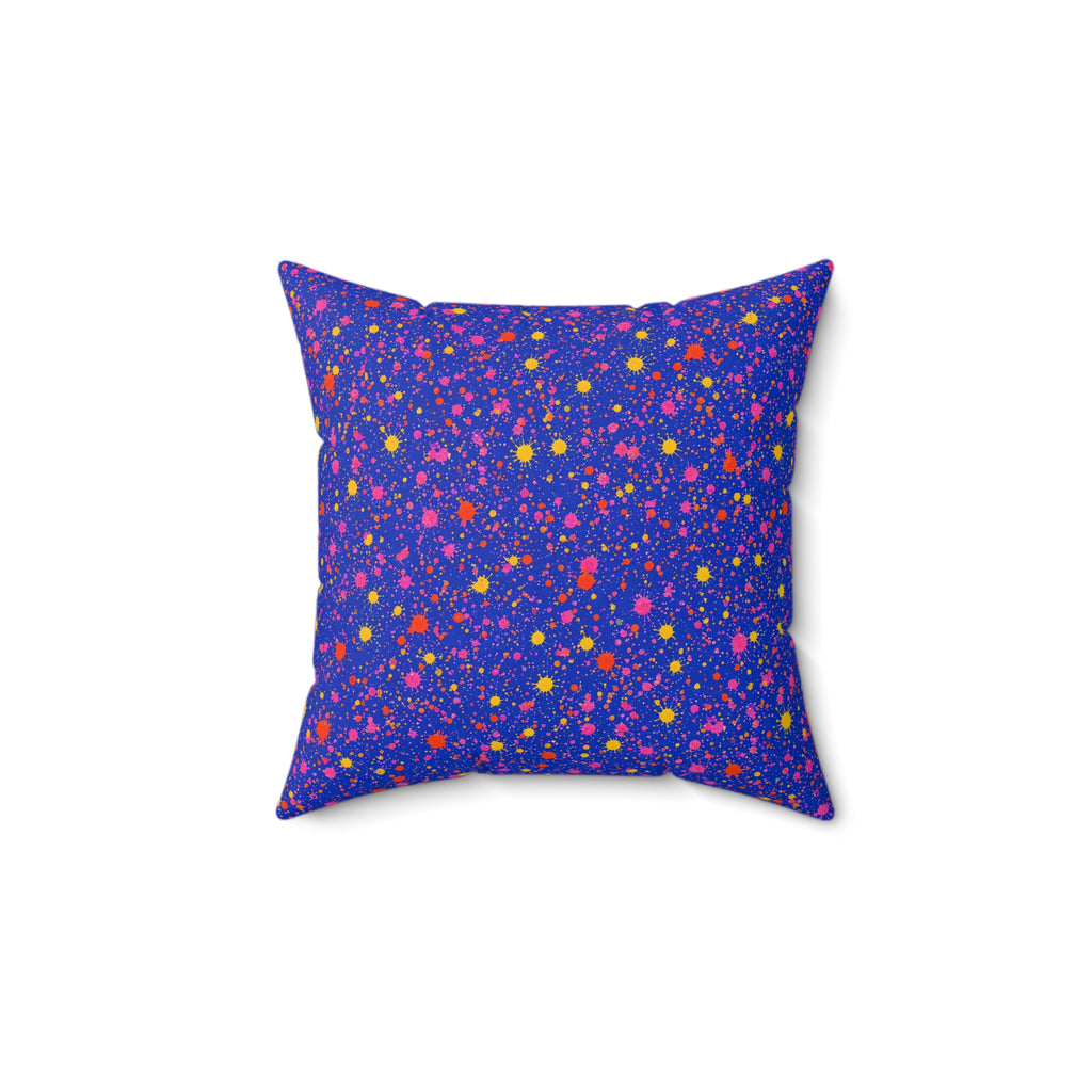 Ultramarine Spatter Faux Suede Cushion – Paint Splatter Pattern