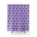 Chromatic Scallop Ripple Shower Curtain – Candy Pastel on Grape