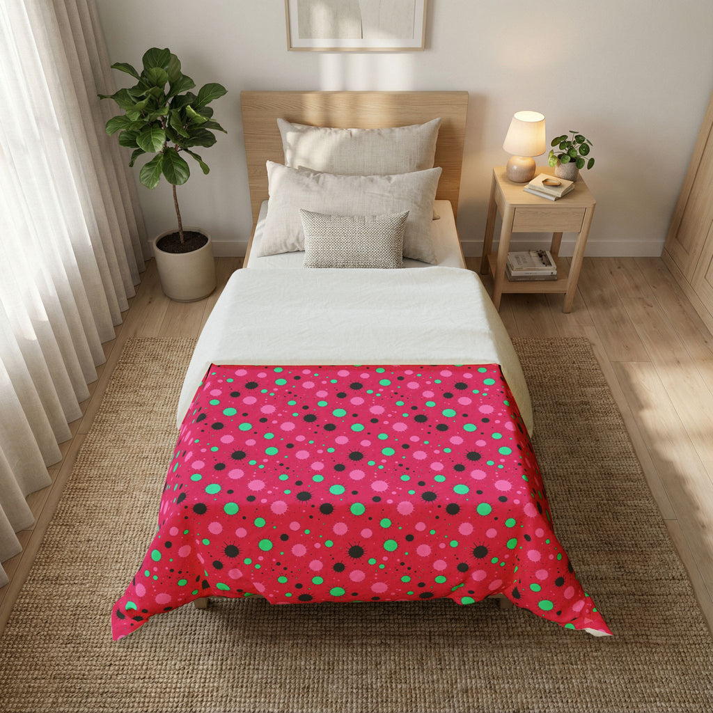 Blot Burst Cotton Duvet Cover – Candy Pop on Raspberry