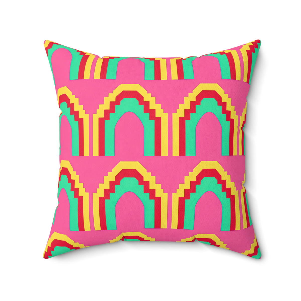 Grand Stepped Arches Faux Suede Cushion – Candy Christmas