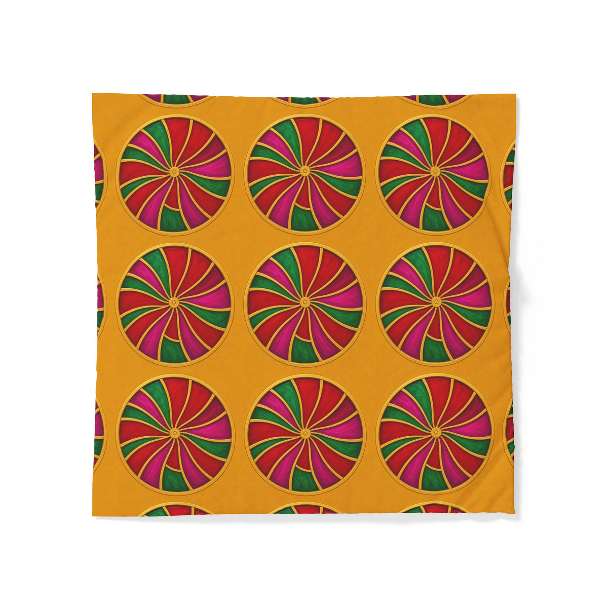 Grand Kaleido Jewel Wheels Cotton Duvet Cover – Kaleidoscopic Medallion Pattern