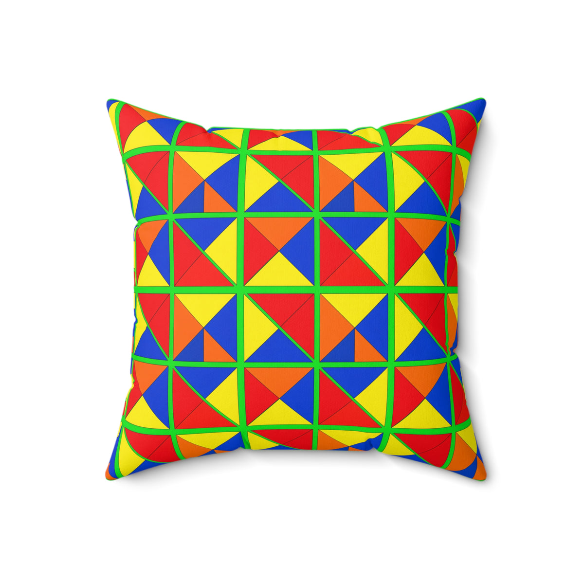 Split Square Fiesta Faux Suede Cushion – Cubist Geometric Pattern