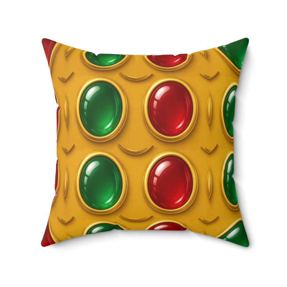 Grand Gold Cabochon Frames II Faux Suede Cushion – Cabochon Geometric Pattern