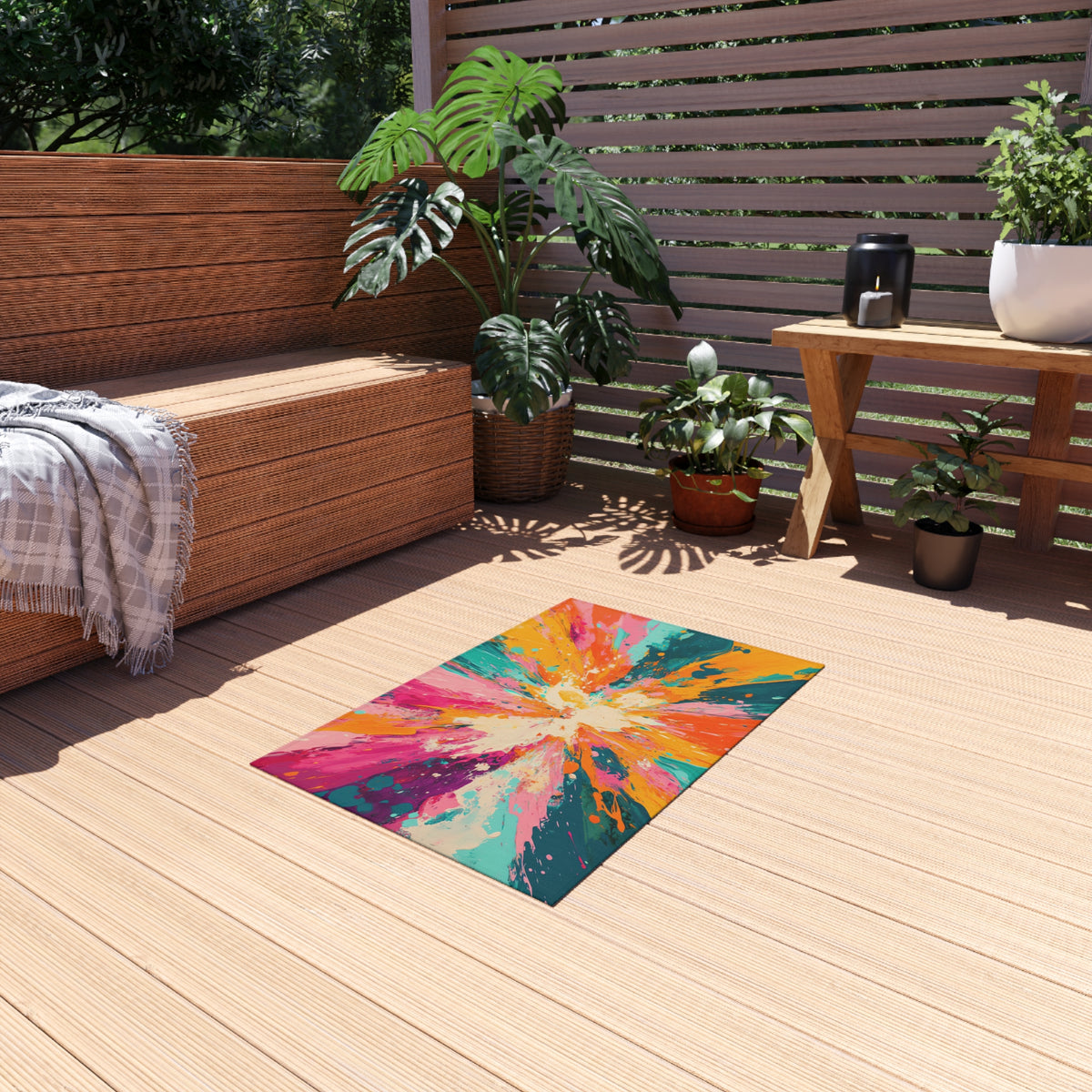 Sunburst Splash Outdoor Rug – Colour Burst Art