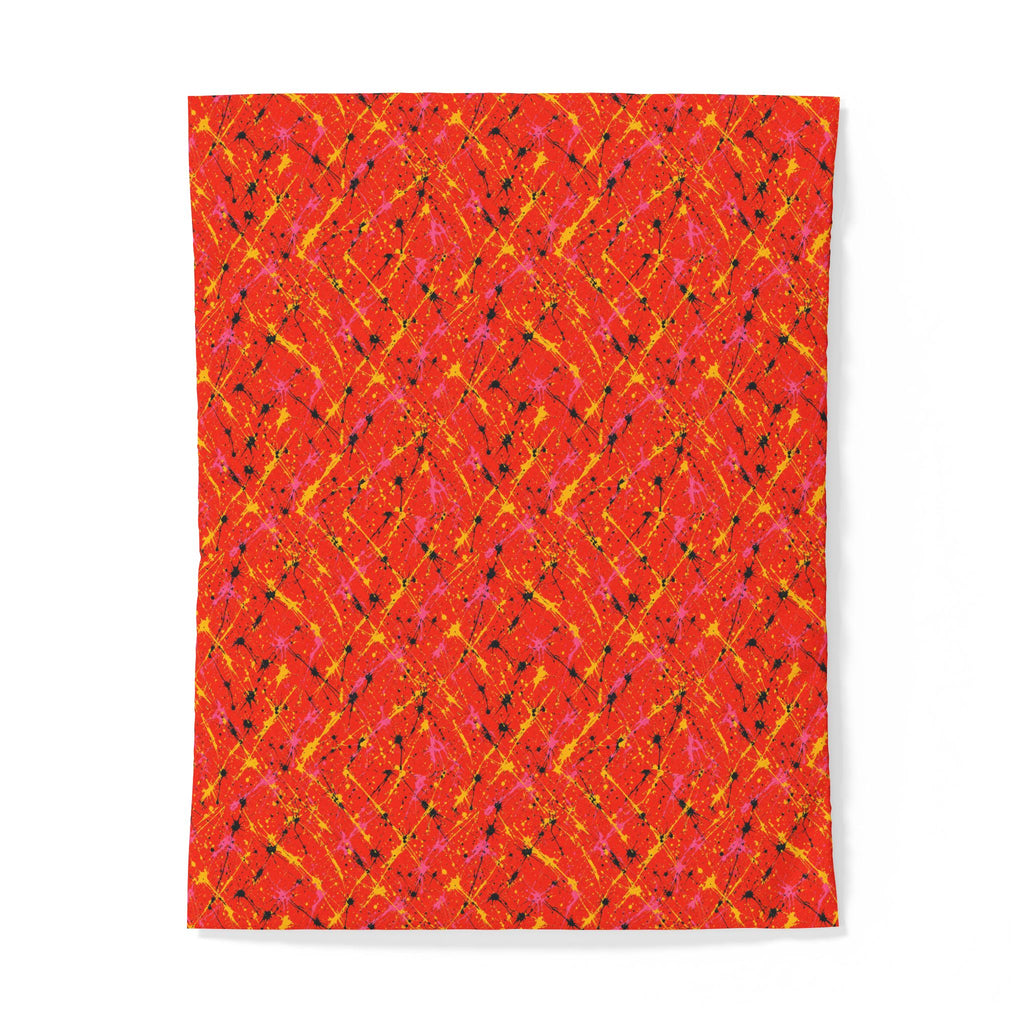 Vermilion Riot Cotton Duvet Cover – Action-Painting Abstract Pattern