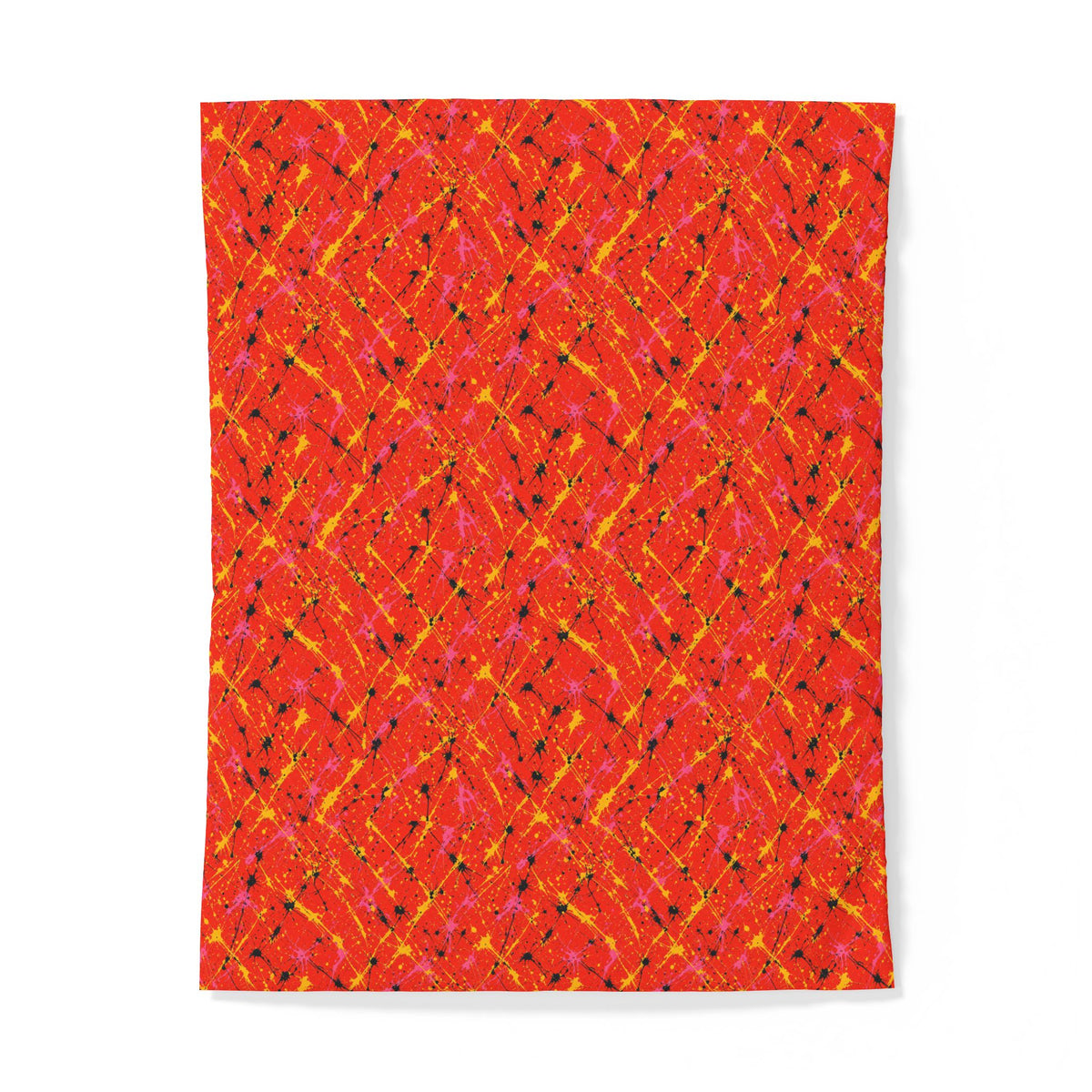 Vermilion Riot Cotton Duvet Cover – Action-Painting Abstract Pattern