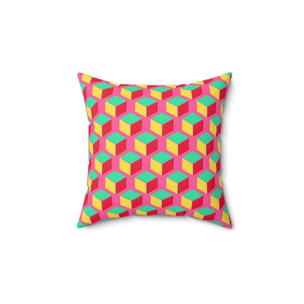 Giant Faceted Cubes II Faux Suede Cushion – Candy Christmas