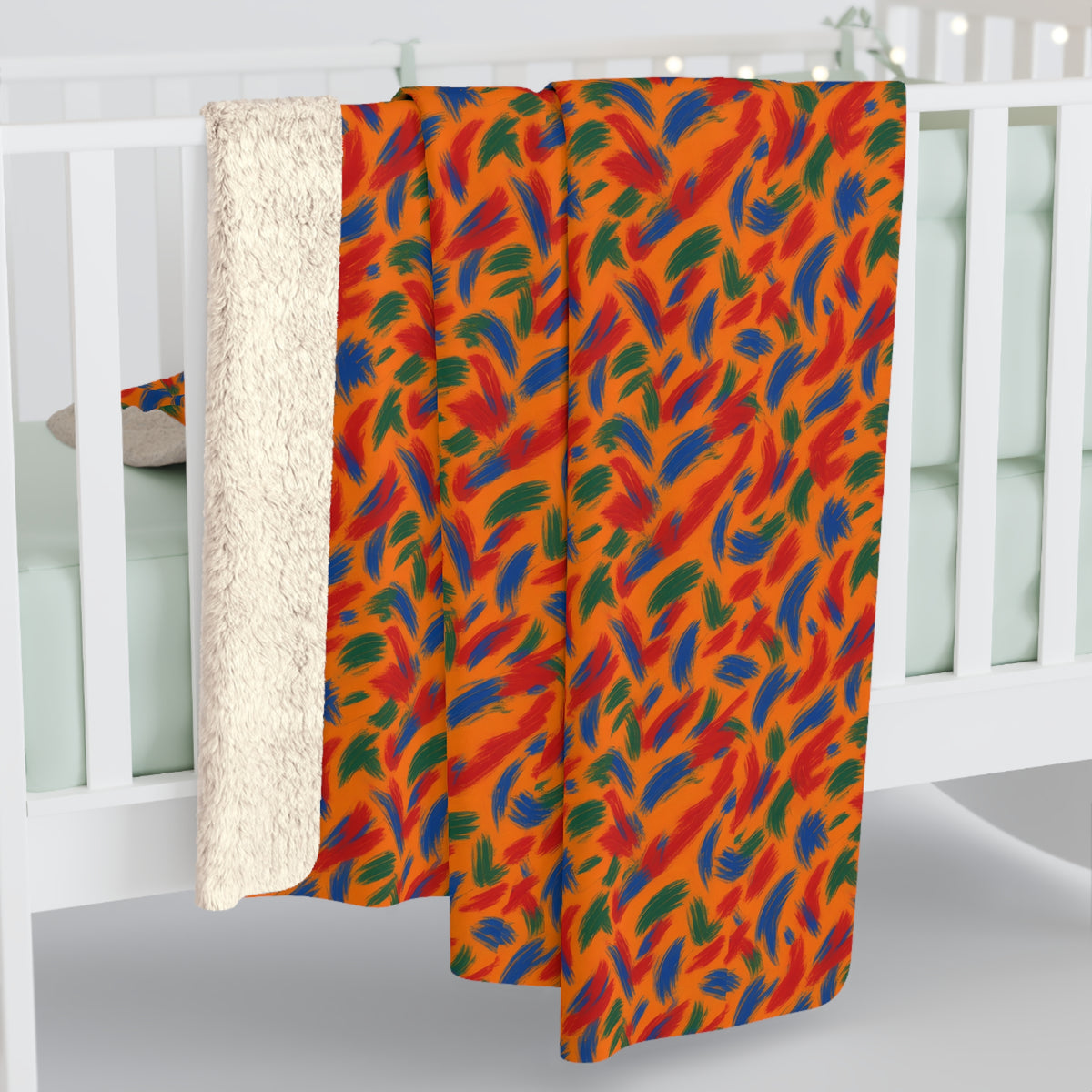 Layered Gesture Scribbles Sherpa Fleece Blanket – Gestural Abstract Pattern
