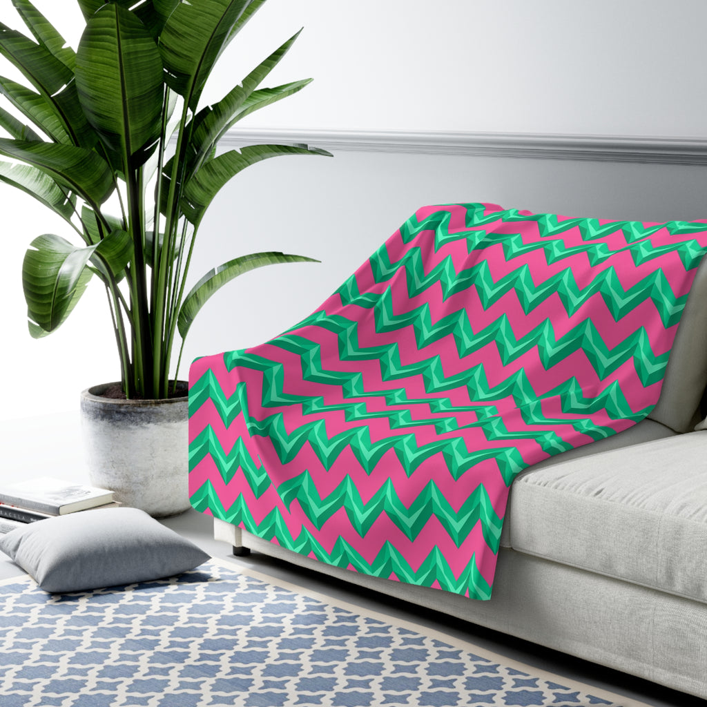 Broad Cut-Gem Chevrons Sherpa Fleece Blanket – Candy Christmas