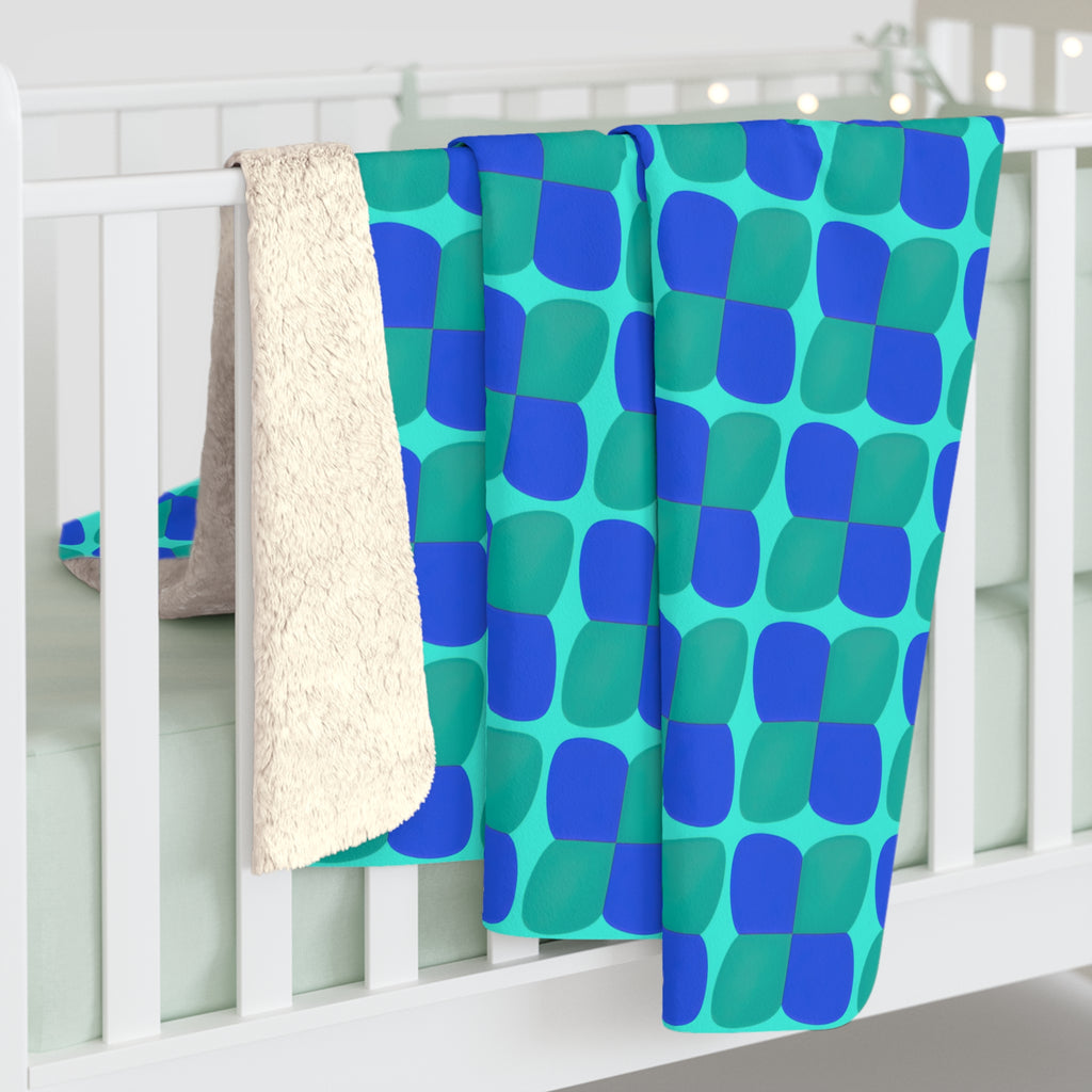 Bold Bulge Checker Sherpa Fleece Blanket – Ocean Jewel