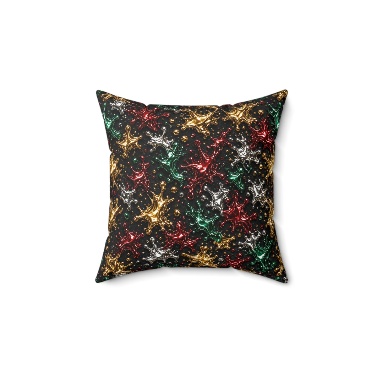 Chrome Splash Confetti Faux Suede Cushion – Liquid Chrome Pattern