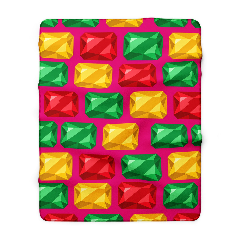 Big Stacked Gem Bars Sherpa Fleece Blanket – Geometric Blocks Pattern