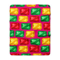 Big Stacked Gem Bars Sherpa Fleece Blanket – Geometric Blocks Pattern