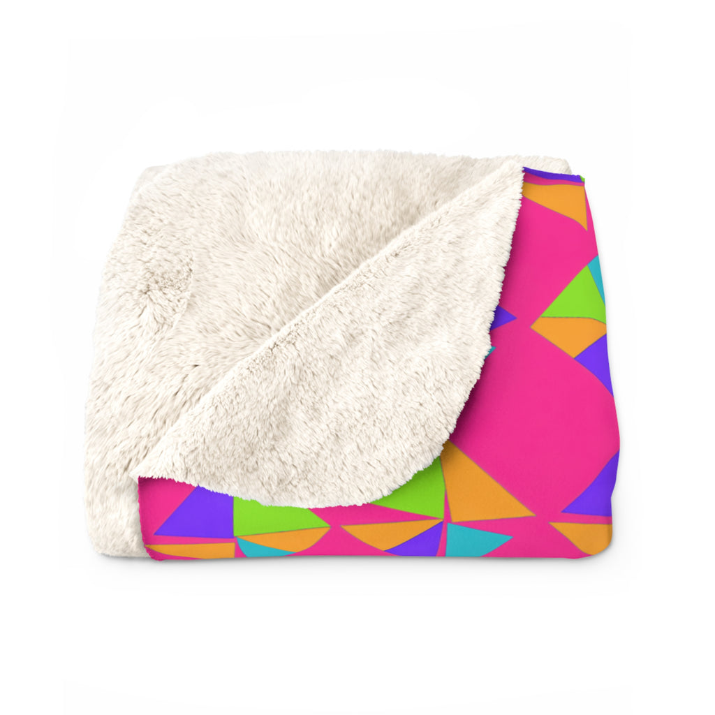 Stacked Cubist Prisms Sherpa Fleece Blanket – Tropical Punch