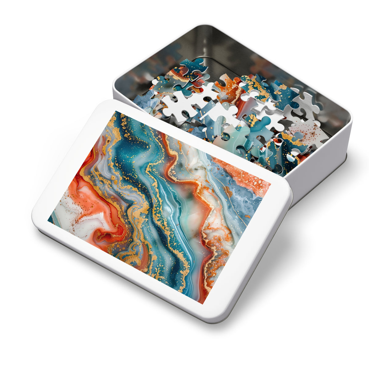 Molten Marble Jigsaw Puzzle with Tin – Marble Art
