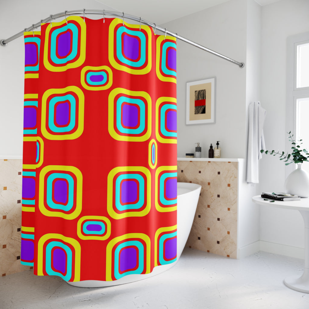 Big Ripple Squares Shower Curtain – Op-Art Concentric Squares Pattern