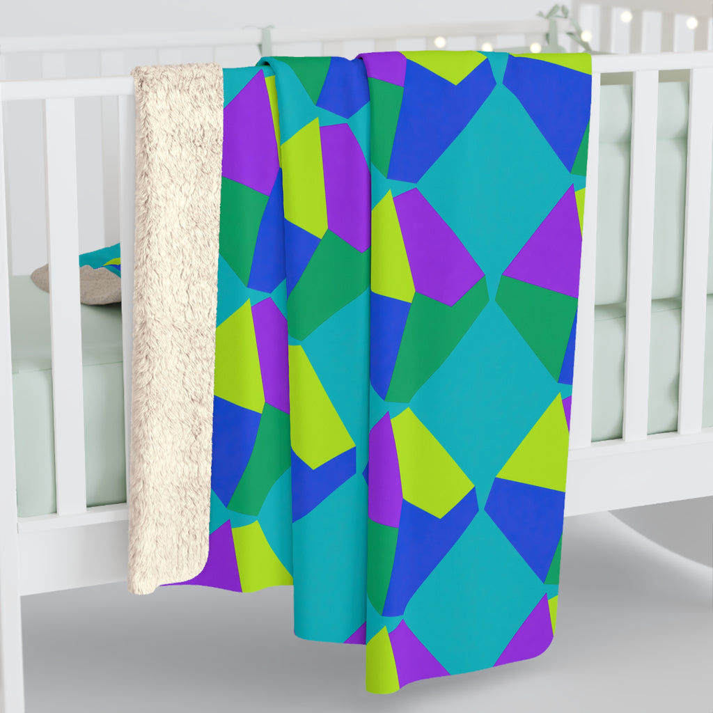 Grand Fractured Rhombus Sherpa Fleece Blanket – Peacock Jewel