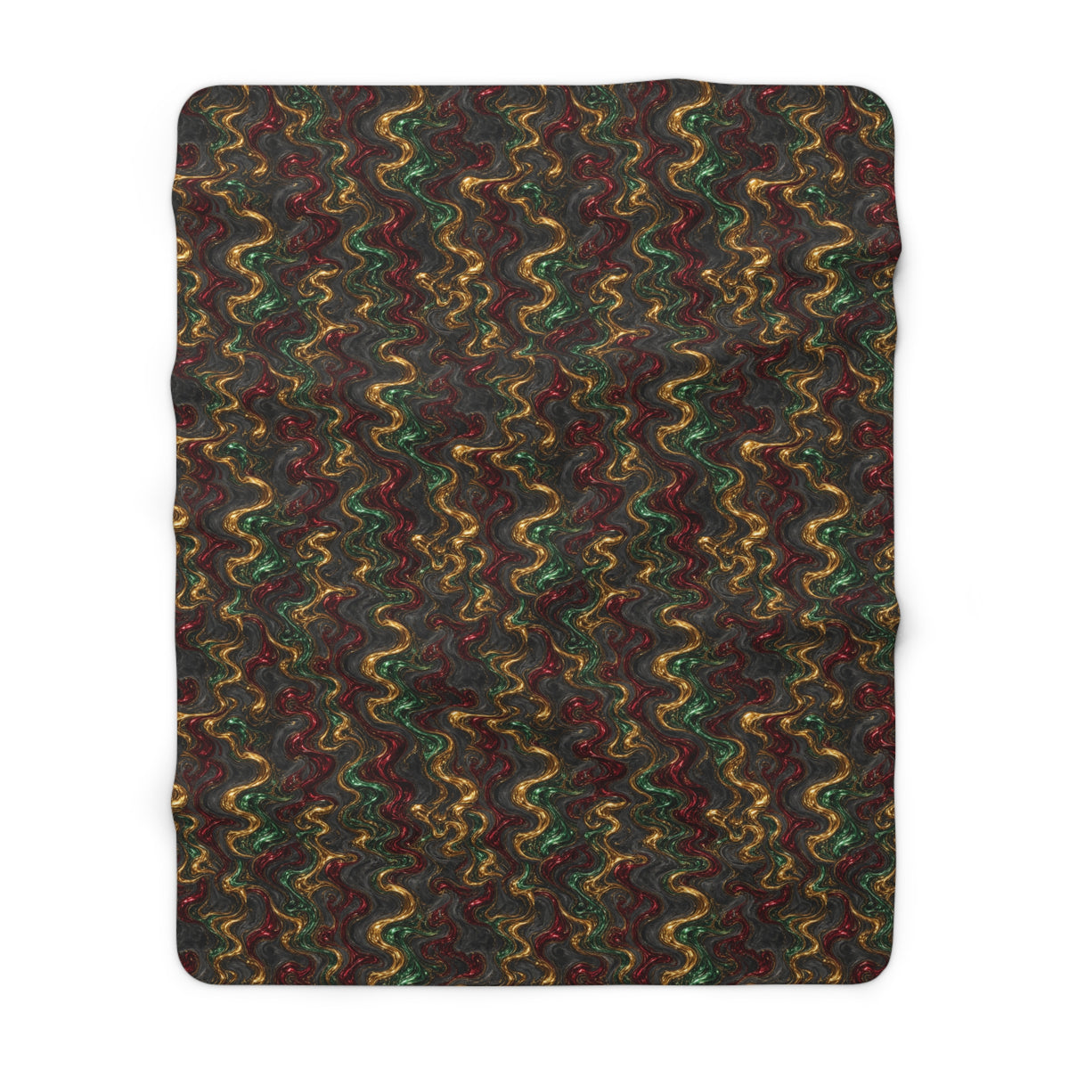Jewel Metal Swirl Sherpa Fleece Blanket – Iridescent Fluid Pattern