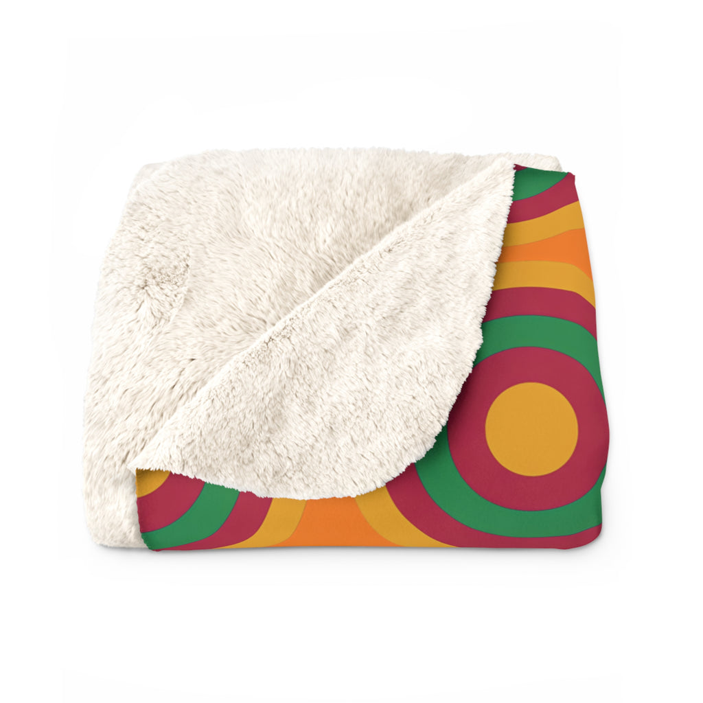 Mega Ring Grid Sherpa Fleece Blanket – Cranberry Spice