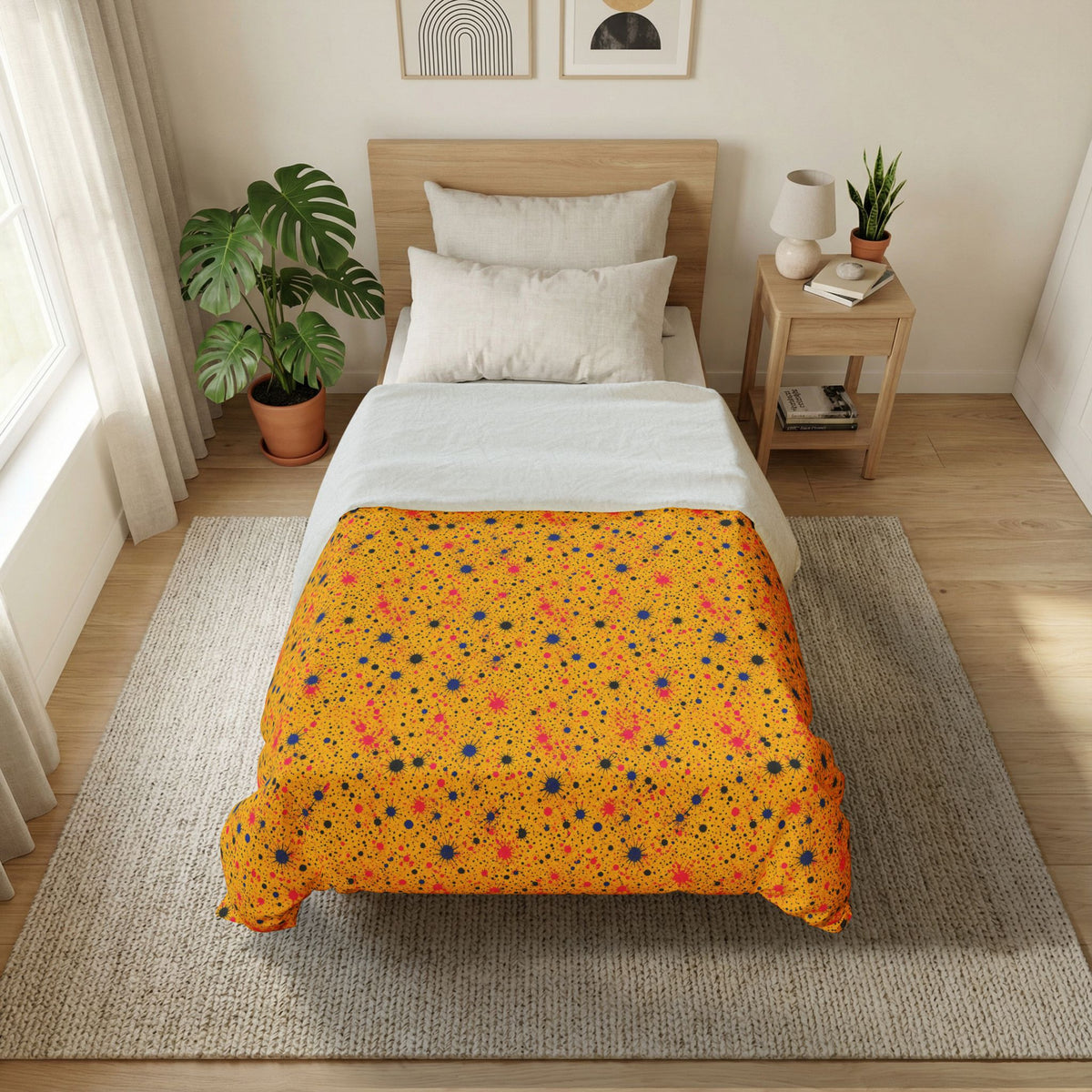 Pink Spray Field Cotton Duvet Cover – Paint Splatter Pattern