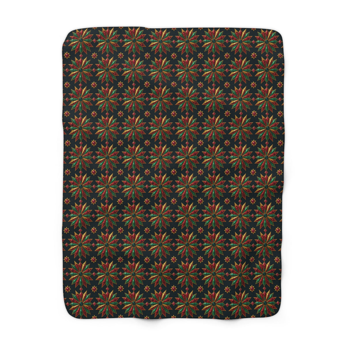 Starburst Medallions Sherpa Fleece Blanket – Kaleidoscopic Pattern