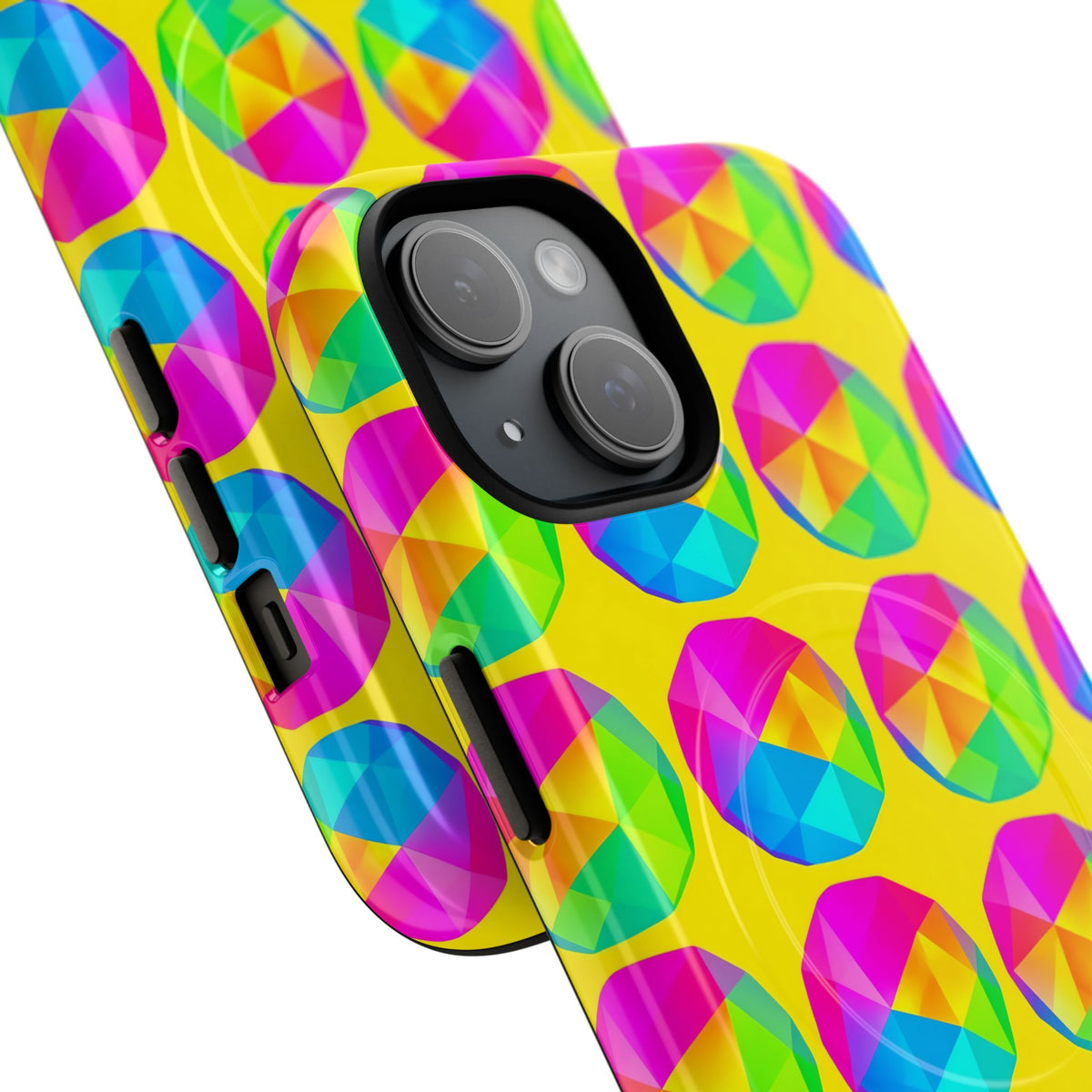Holo Pebble Prisms Magnetic Tough iPhone Case – Iridescent Geometric Pattern