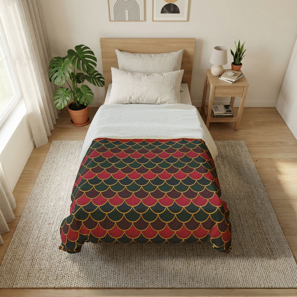 Jewel Scales Cotton Duvet Cover – Art Deco Pattern