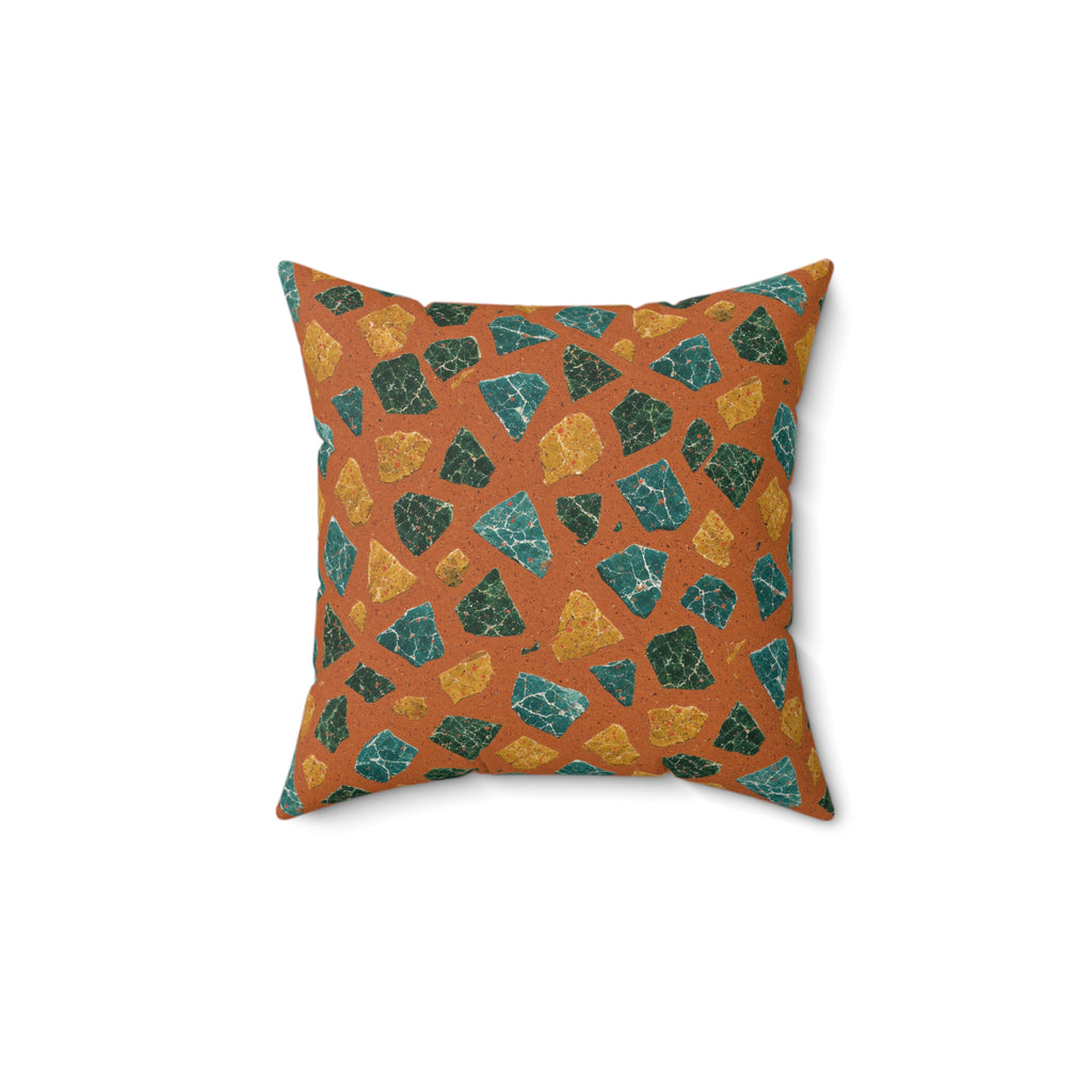 Marble Fragment Toss Faux Suede Cushion – Terrazzo Pattern