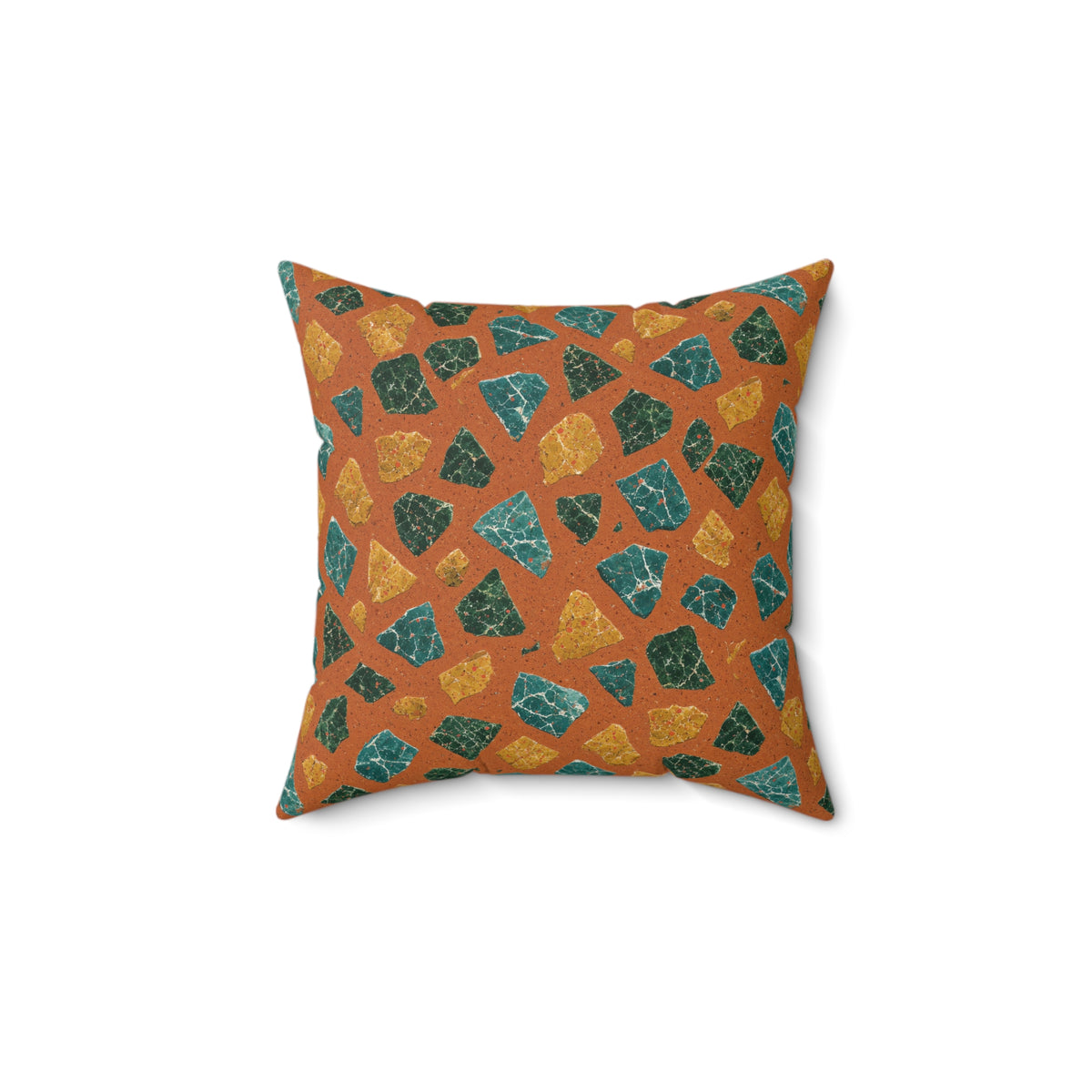 Marble Fragment Toss Faux Suede Cushion – Terrazzo Pattern