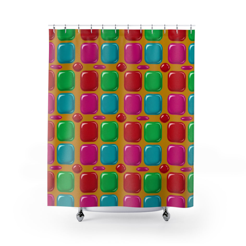 Giant Puffy Glass Cushions Shower Curtain – Glossy Candy Glass Pattern