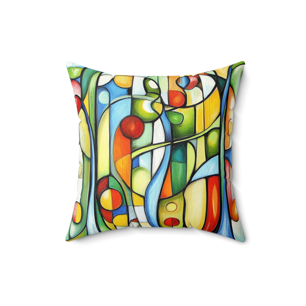 Stained Glass Rhythm Faux Suede Cushion – Stained-Glass Style Art