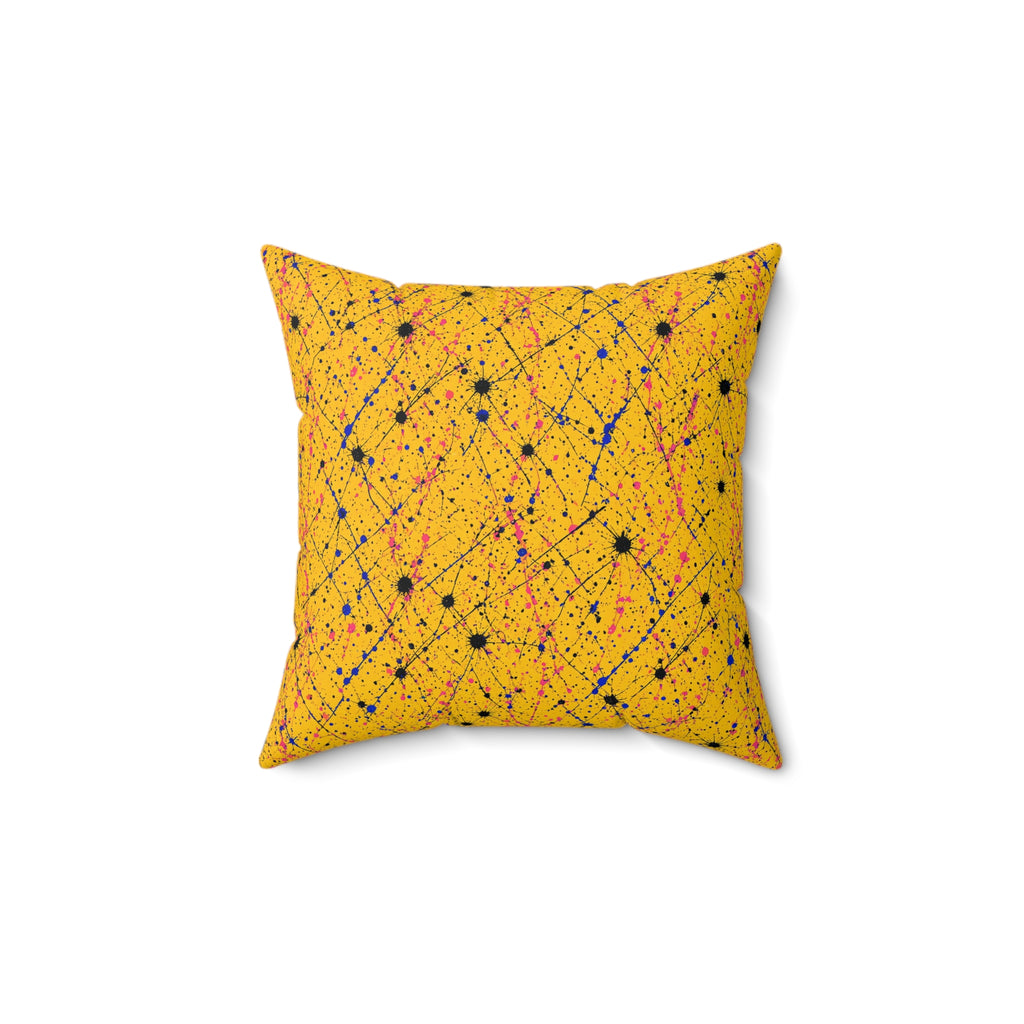 Drip Trails Faux Suede Cushion – Paint Splatter Pattern