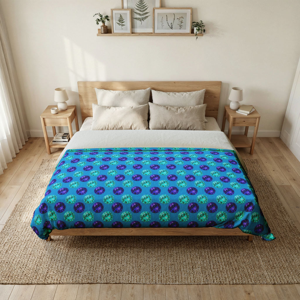 Half-Drop Gem Grid Cotton Duvet Cover – Ice Jewel