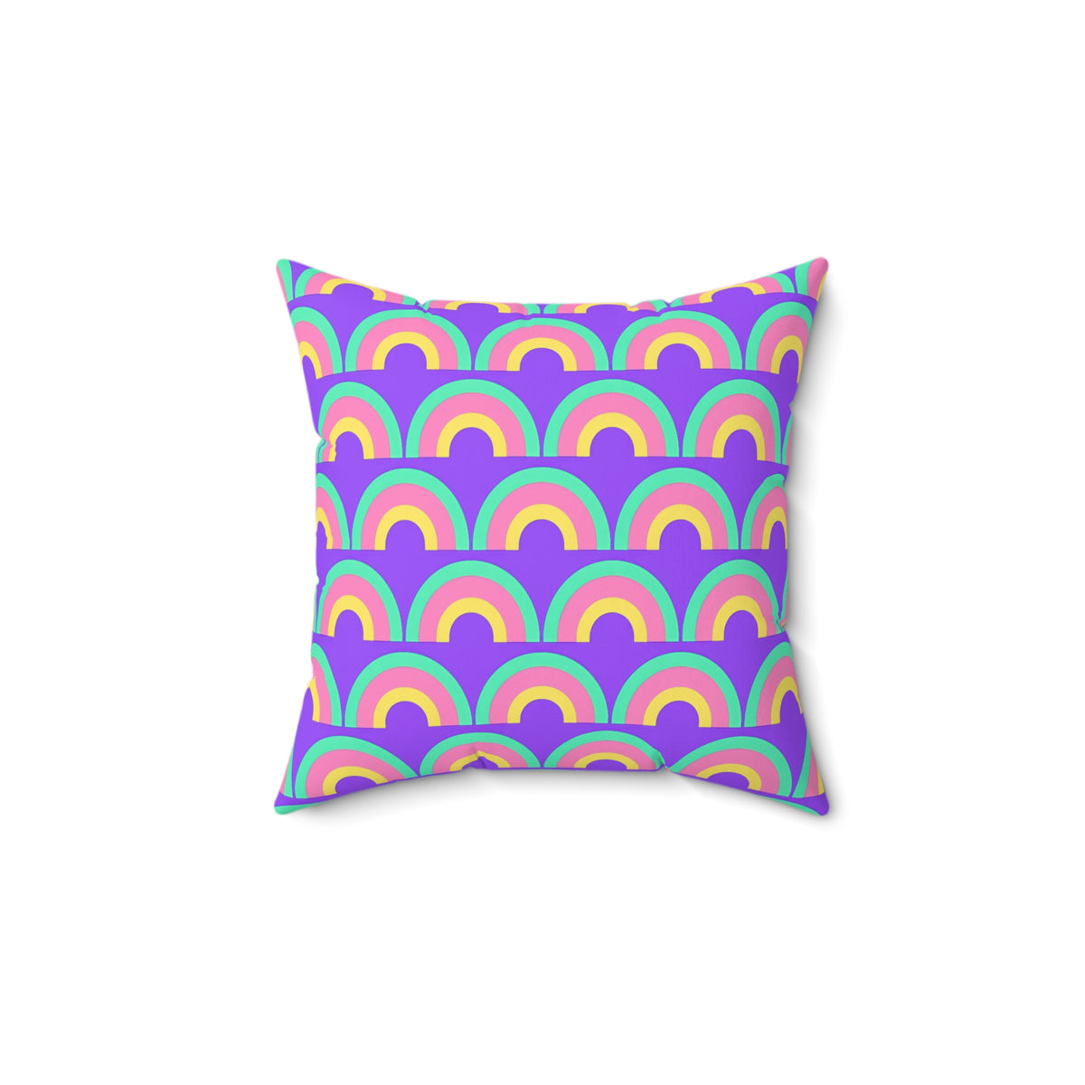 Chromatic Scallop Ripple Faux Suede Cushion – Candy Pastel on Grape