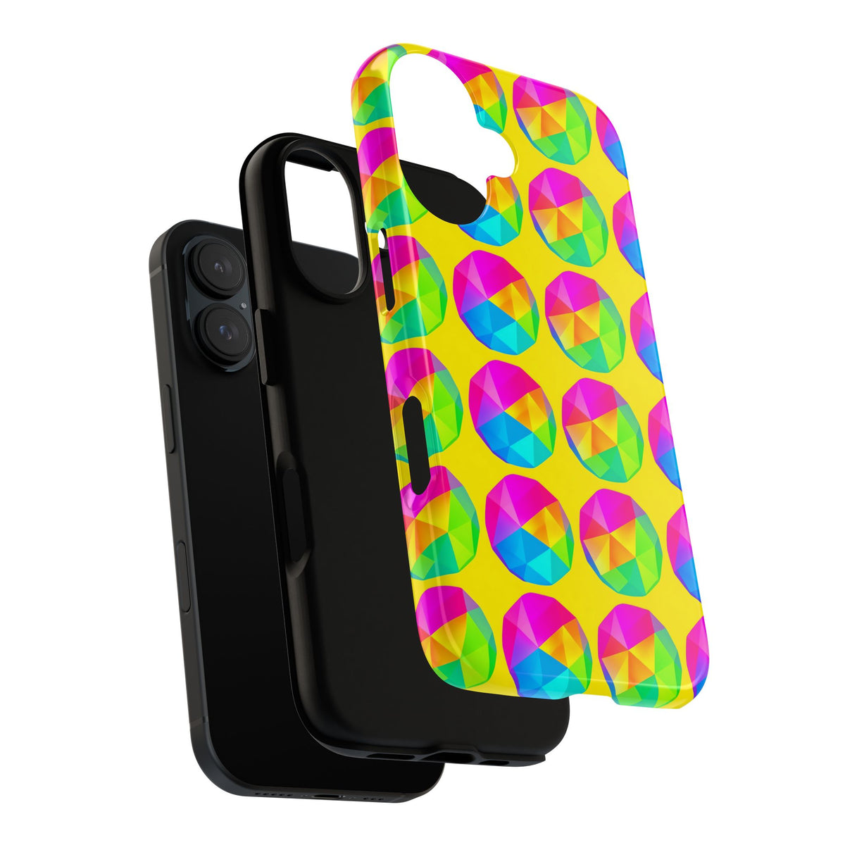 Holo Pebble Prisms Tough Phone Case – Iridescent Geometric Pattern